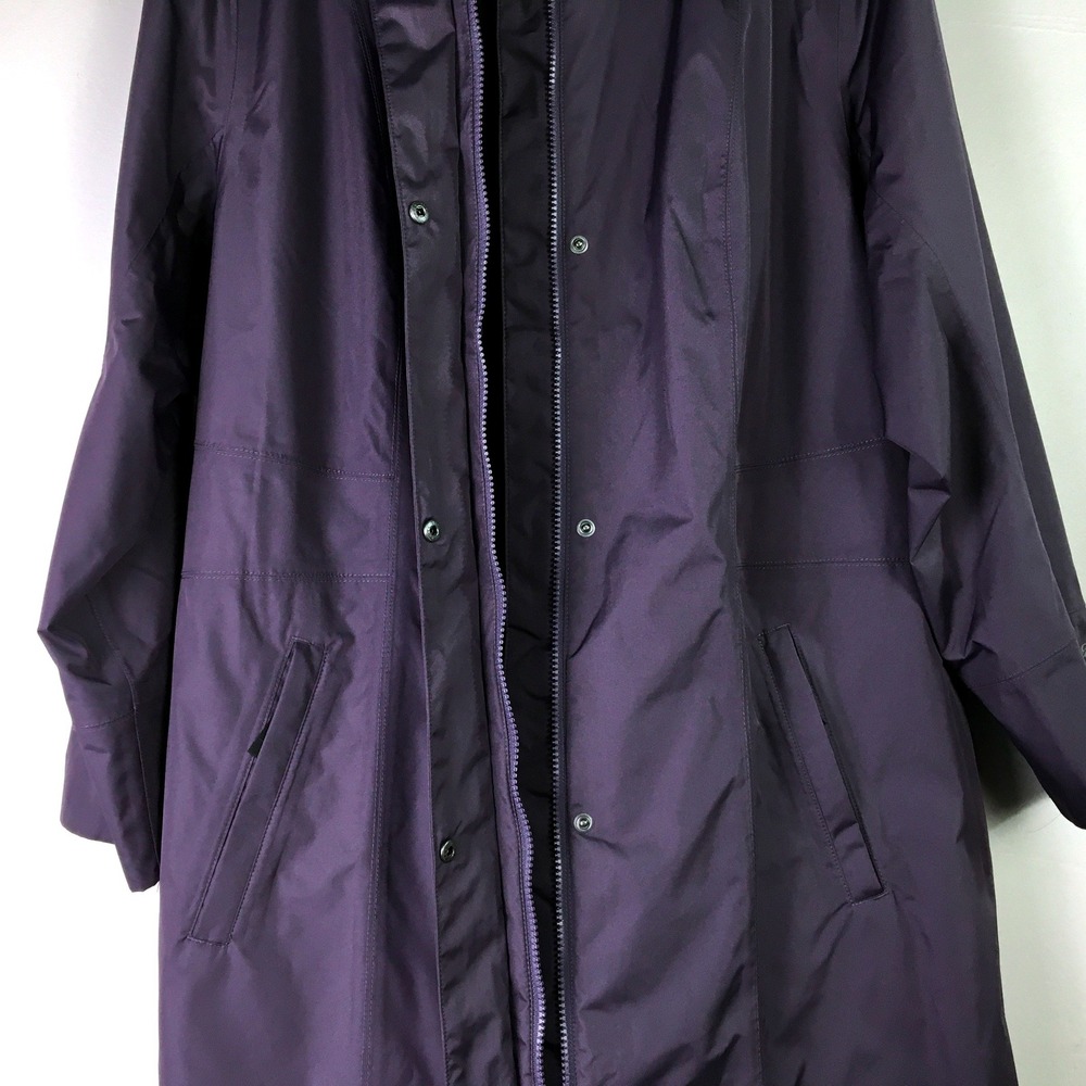 Eddie Bauer Girl On The Go Purple Hooded Rain Trench Coat Jacket 7346 Plum 2X - Picture 5 of 11